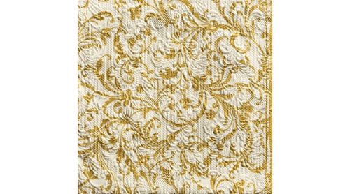 Ambiente Elegance Damask dombornyomott papírszalvéta fehér/arany 33x33 cm