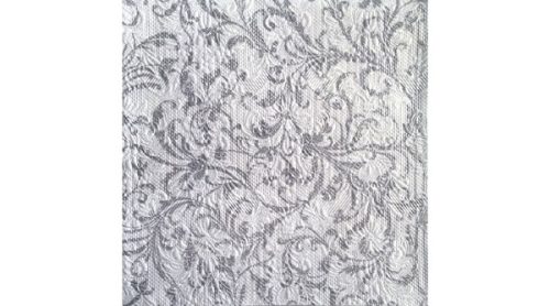 Ambiente Elegance Damask dombornyomott papírszalvéta fehér/ezüst 33x33 cm