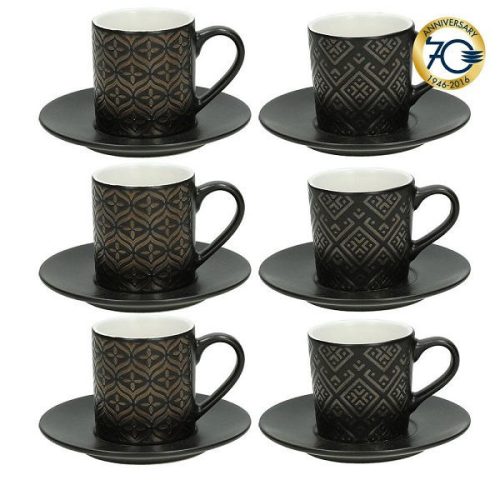 Tognana Relief Gold Black kerámia mokkás készlet 6 db-os