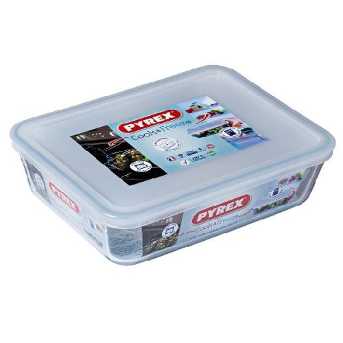 Pyrex Cook & Freeze üvegtál+műanyag tető 22x17 cm