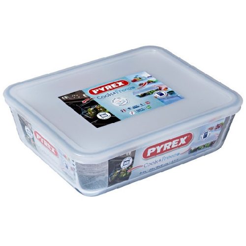 Pyrex Cook & Freeze üvegtál+műanyag tető 25x19 cm