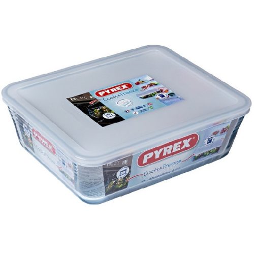 Pyrex Cook & Freeze üvegtál+műanyag tető 27x22 cm