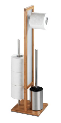 Wenko Rivalta Bamboo WC-papír és kefetartó álló+tartalék papírtartó