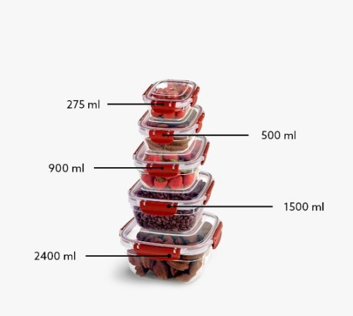 Dünya Lock & Fresh ételtároló szett 5 db-os,/275,500,900,1500,2400 ml/