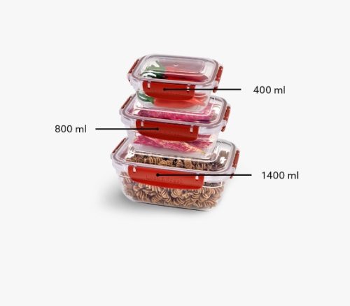Dünya Lock & Fresh ételtároló szett 3 db-os, /400,800,1400 ml/