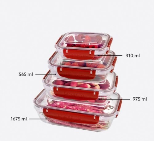 Dünya Lock & Fresh ételtároló szett 4 db-os,/310,565,975,1675 ml/
