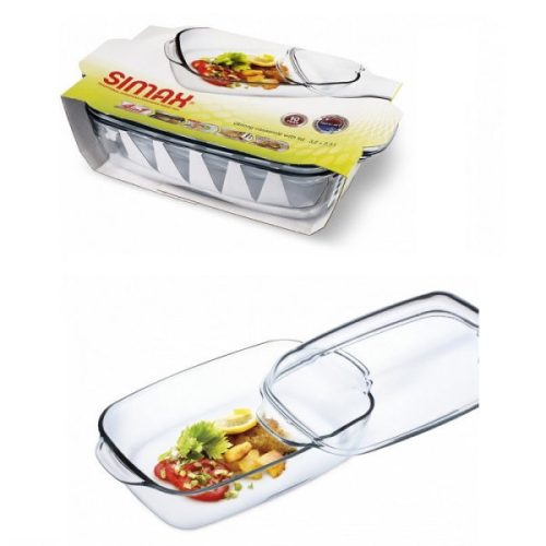Simax Üveg sütőtál + tető 3,2 l+2,3 l