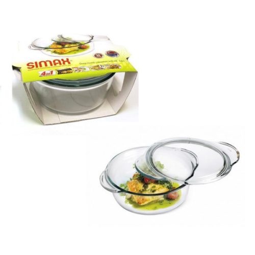 Simax Üveg sütőtál + tető 2,8 l+0,5 l