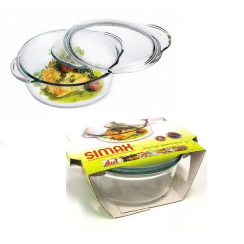 Simax Üveg sütőtál + tető 1,5 l + 0,3 l