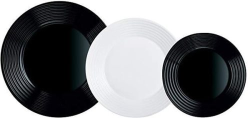 Luminarc Harena étkészlet 18 db-os fekete-fehér