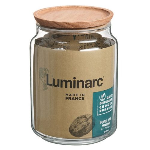 Luminarc Pure Jar Wood tároló 2 l fa tetővel