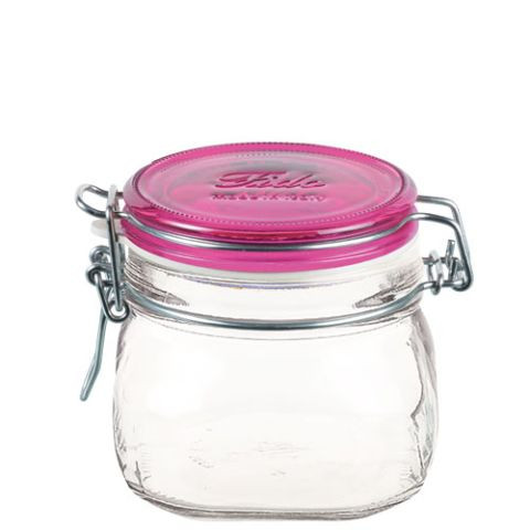 Bormioli Rocco Befőttes üveg 500 ml pink tetővel