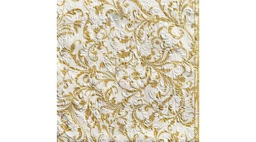 Ambiente Elegance Damask dombornyomott papírszalvéta 33x33 cm fehér/arany