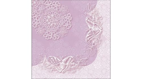 Ambiente Butterfly Lace Lilac papírszalvéta 33x33 cm