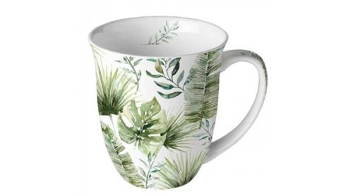 Ambiente Jungle Leaves White bögre 4 dl
