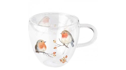 Ambiente Robin Family duplafalú üveg bögre 25 dl