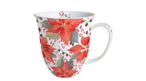 Ambiente Poinsettia And Berries bögre 4 dl