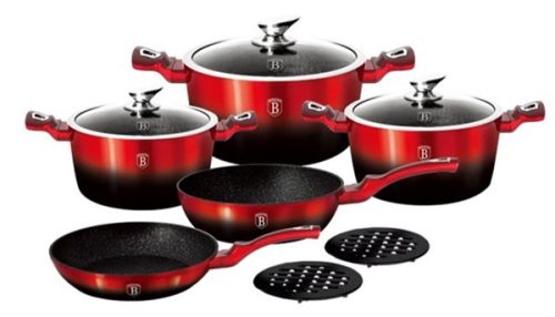 Berlinger Haus Metallic Line Black Burgundy Edényszett 10 db-os