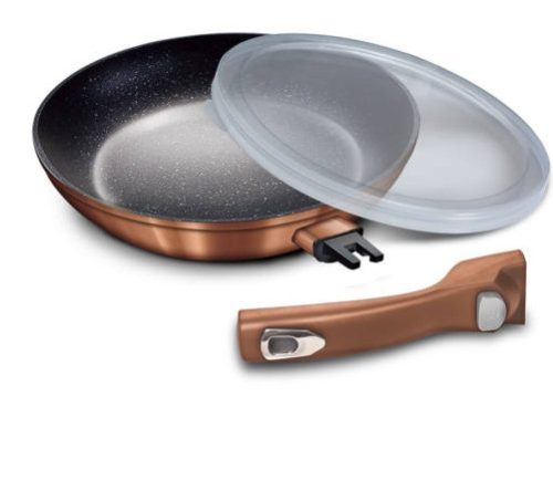 Berlinger Haus Rosegold serpenyő levehető nyéllel, műanyag tetővel 28 cm