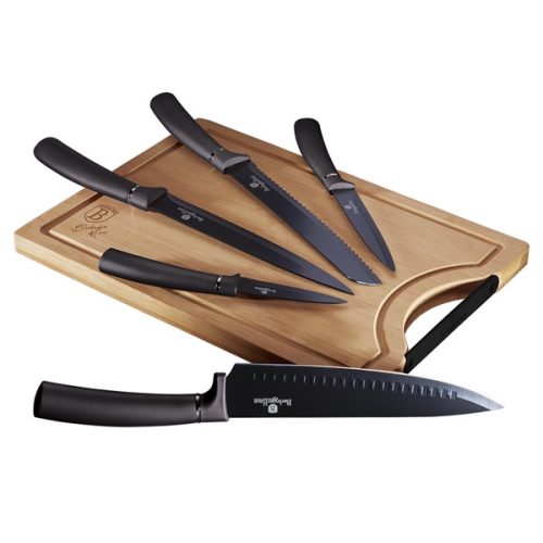 Berlinger Haus Carbon Pro Collection késkészlet bambusz vágólappal 6 db-os