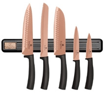 Berlinger Haus Rose gold kés szett 6 db-os mágneses fali tartóval