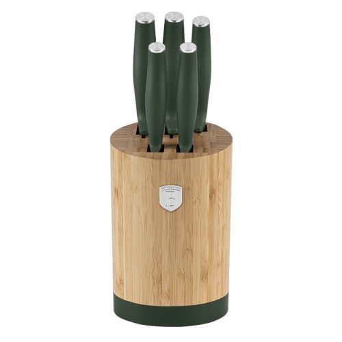 Berlinger Haus Matte Green Collection késkészlet 6 db-os bambusz tartóval