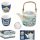 Easy Life Porcelán teáskanna 600 ml, fémszűrővel, 2 porcelánpohárral, 160 ml