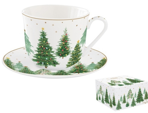 Easy Life Festive Trees bögre+alj, 4 dl