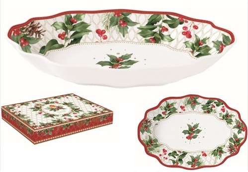 Easy Life Christmas Berries ovál tál 24,5x17x4,5 cm