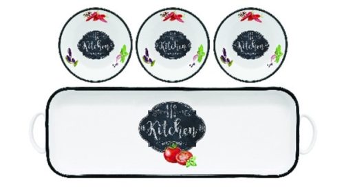 Easy Life Kitchen Basics, Tálkaszett porcelántálcán, 3 db, 30x10 cm