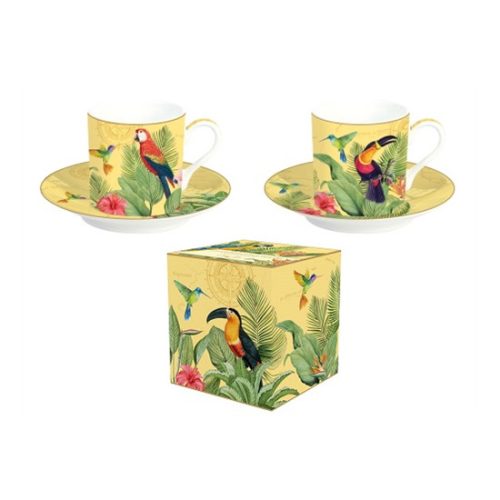 Easy Life Exotic Life Porcelán Eszpresszócsésze+Alj 2 Személyes Dobozban